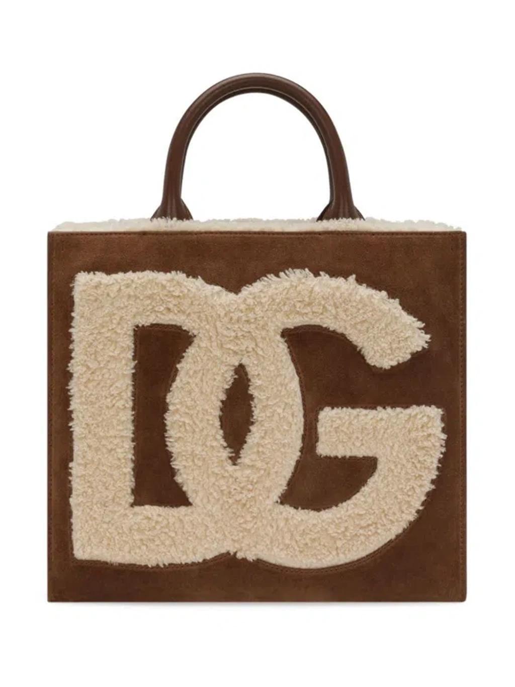 Dg Daily Small Suede Tote Bag In Brown Product Image