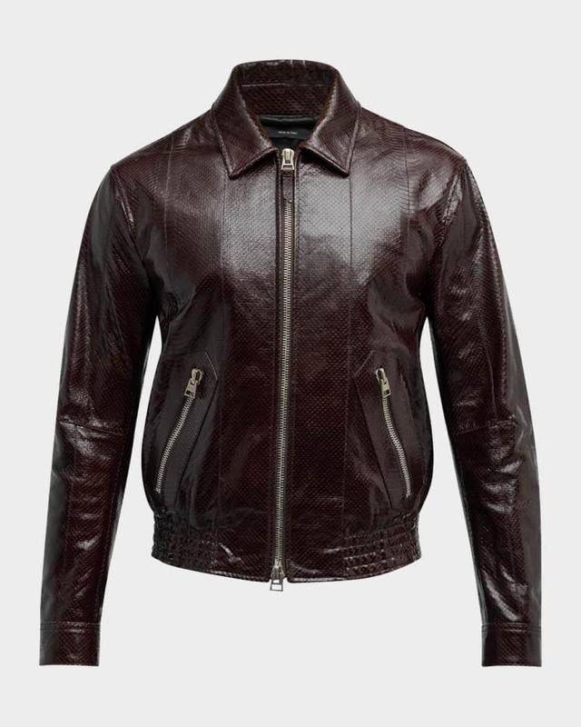 Men's Python-Effect Leather Jacket Product Image