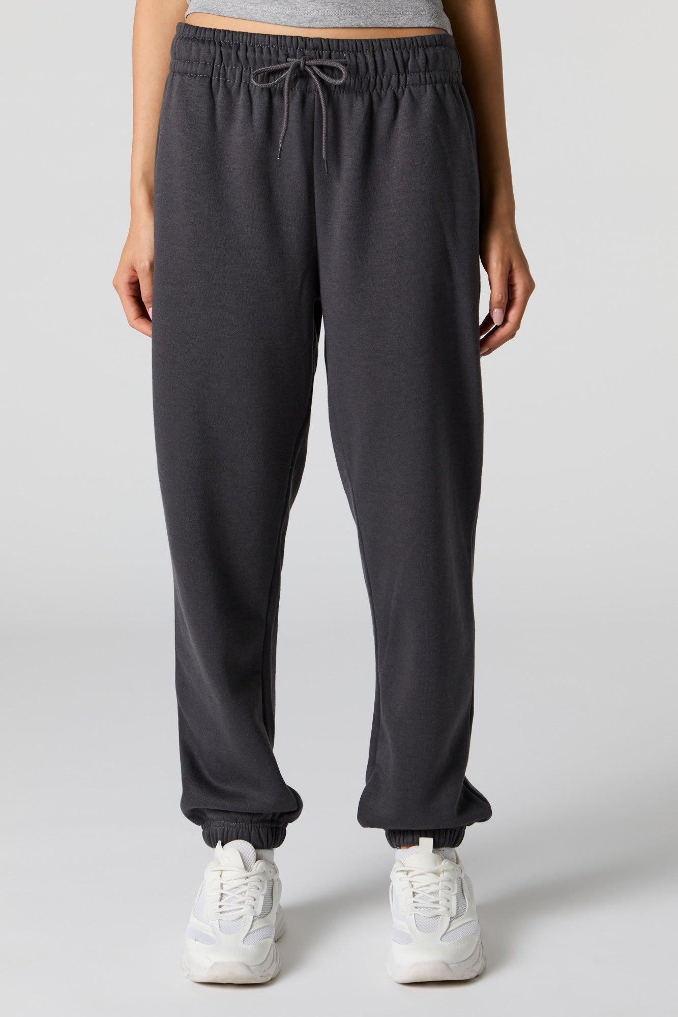 High Rise Solid Fleece Jogger Female Product Image