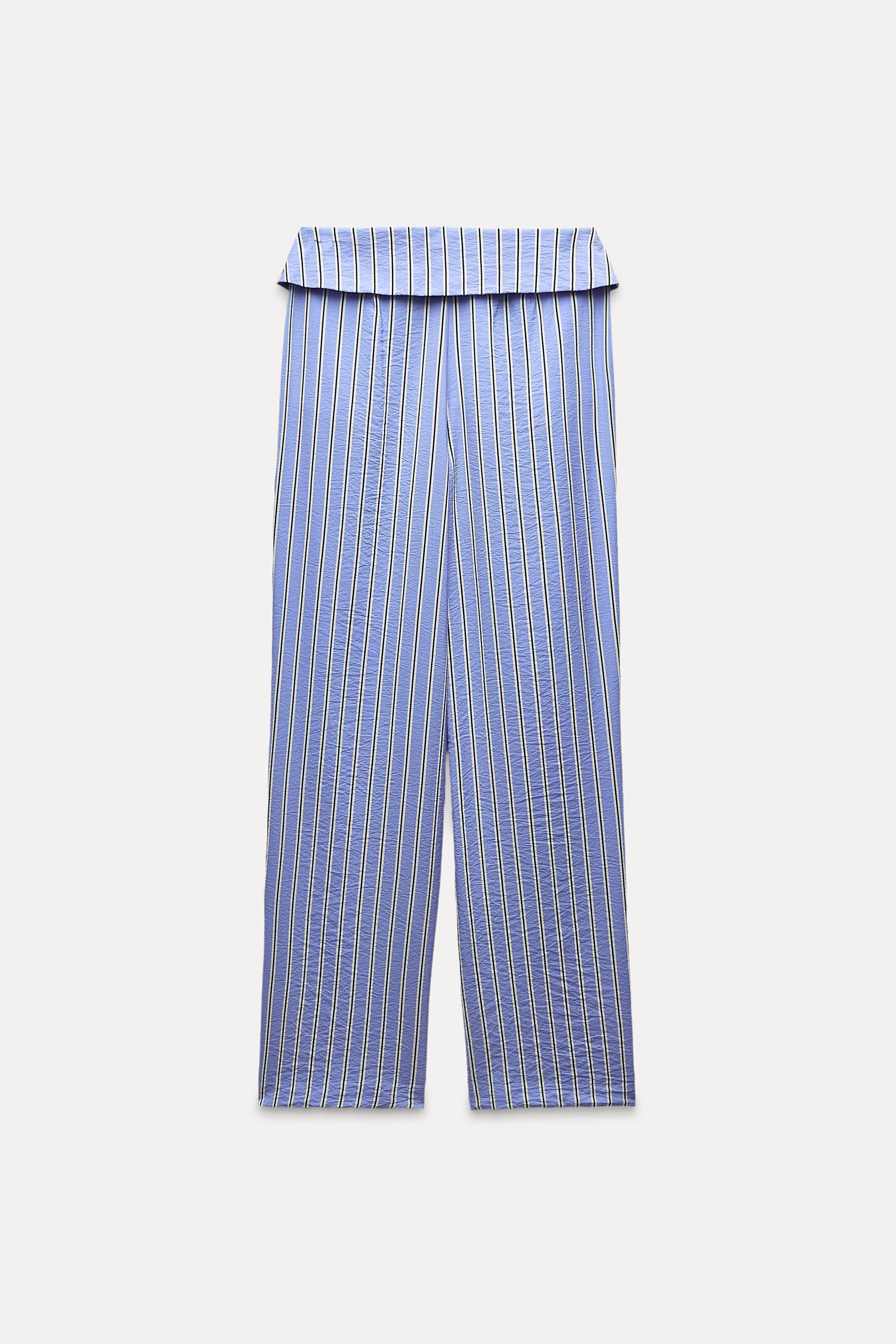 STRIPED PANTS WITH TURNED DOWN WAIST Product Image