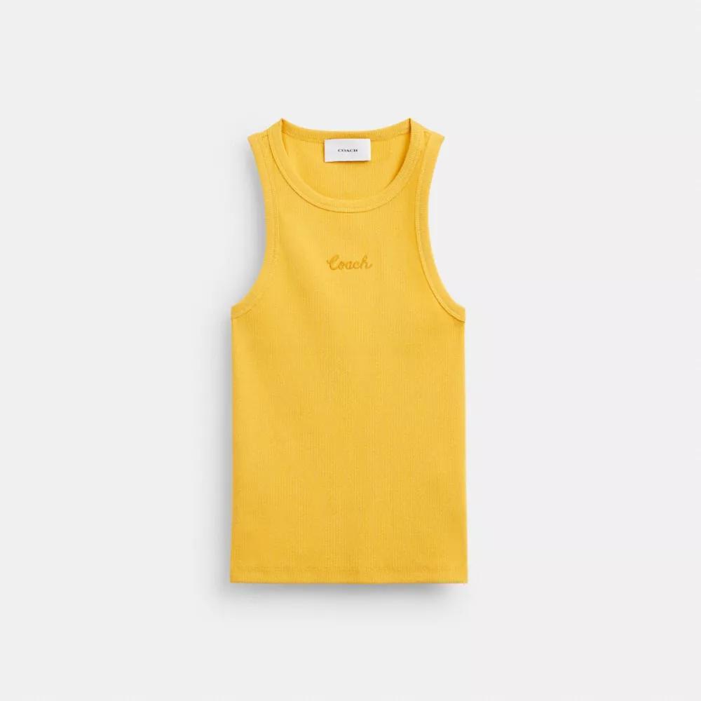 Ribbed Coach Script Tank Top Product Image