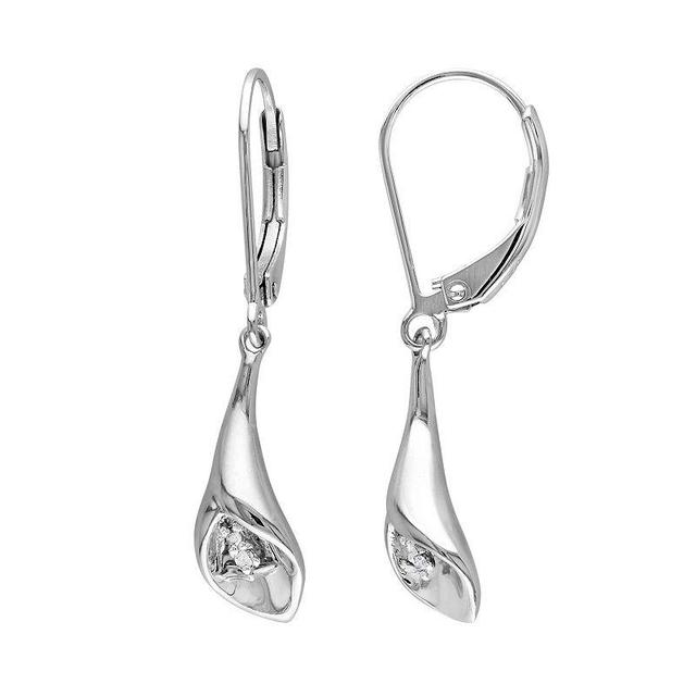 Stella Grace Sterling Silver Diamond Accent Calla Lily Drop Earrings, Womens, Grey Product Image