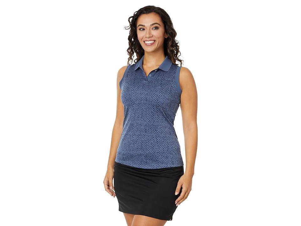 Womens adidas Ultimate365 Jacquard Sleeveless Polo Golf Shirt Blue Product Image