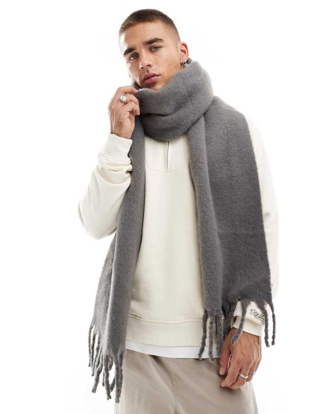 ASOS DESIGN fluffy blanket scarf in gray Product Image