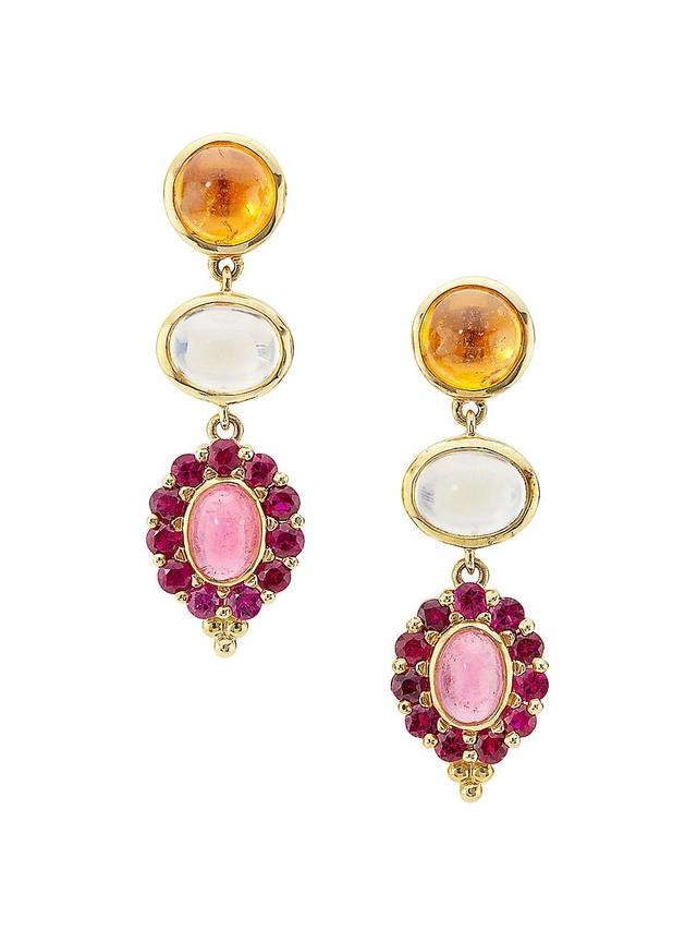 Womens Dreamcatcher 18K Yellow Gold & Multi-Stone Drop Earrings Product Image