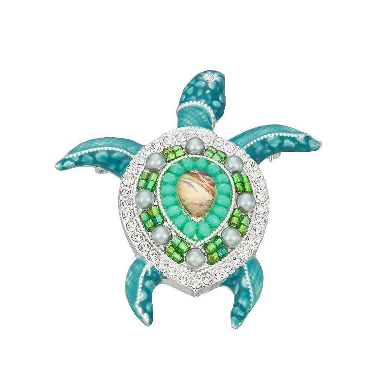 Napier Silver Tone Pin Into Winter Turtle Pin, Womens, Blue Product Image