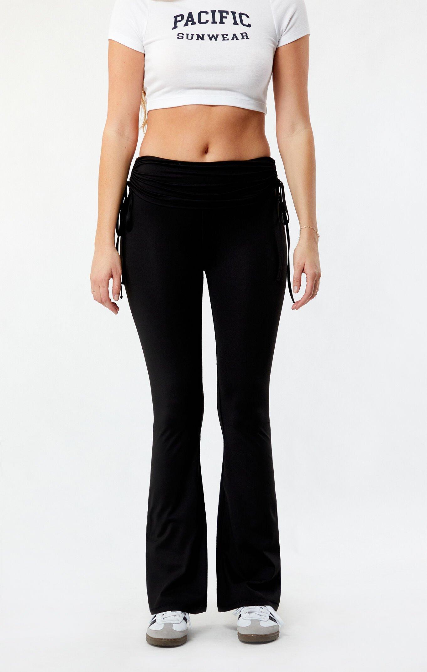 PAC 1980 Women's PAC WHISPER Active Cinched Fold-Over Flare Yoga Pants Product Image