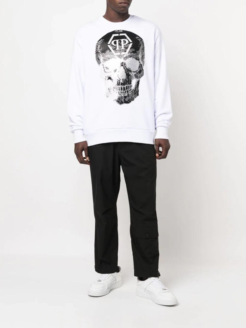 Skull Logo-print Crew-neck Sweatshirt In White Product Image