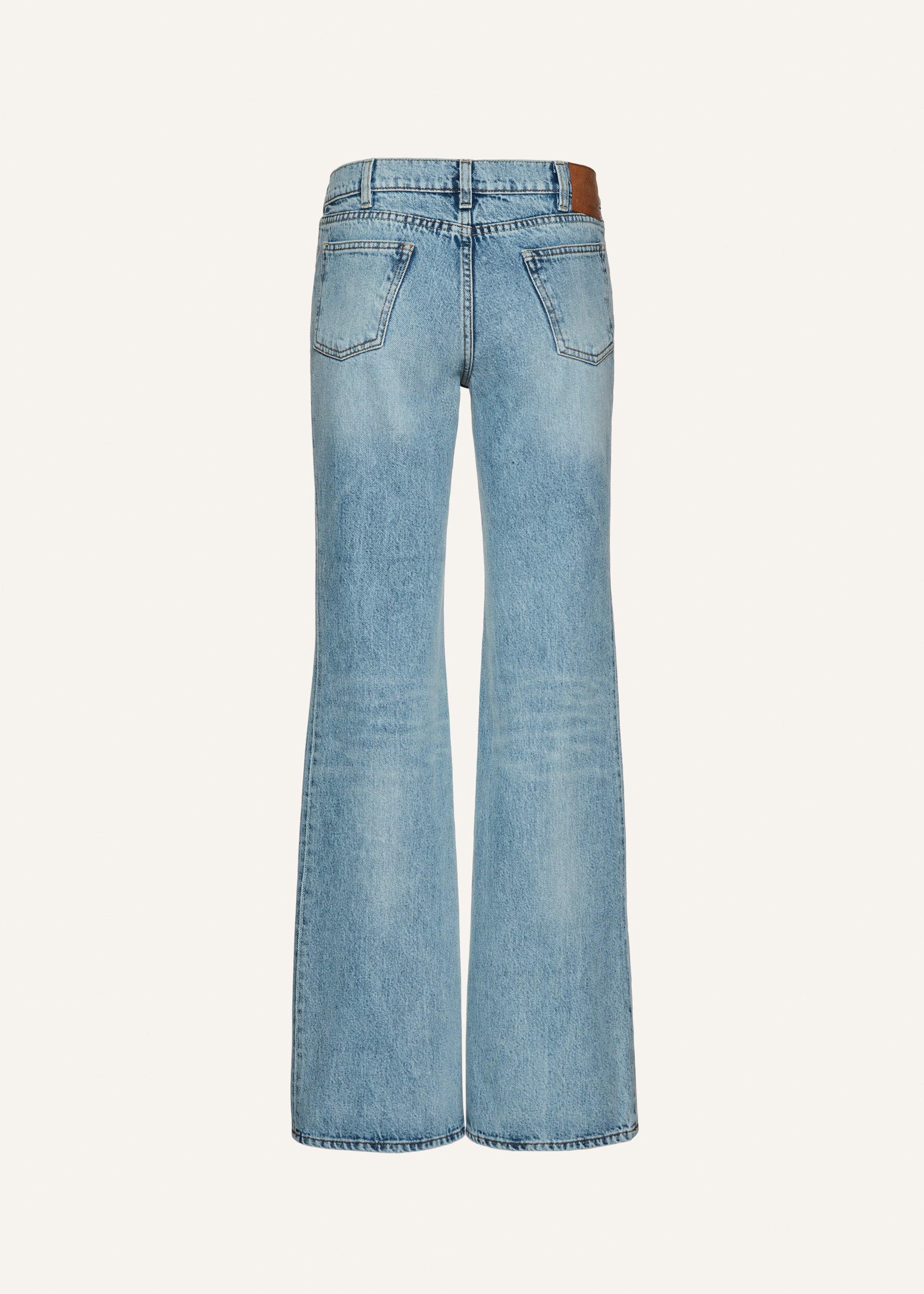 Low-rise flare denim pants in faded blue Product Image