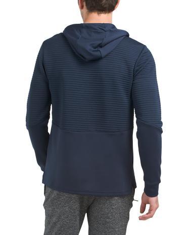 Ottoman Knit Quarter Zip Hooded Top for Men | Polyester/Spandex Product Image