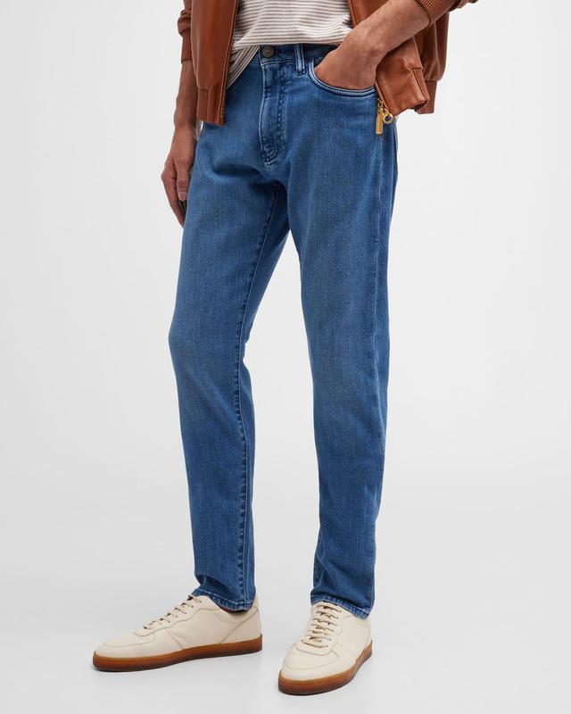 Mens Five-Pocket Straight Leg Denim Jeans Product Image