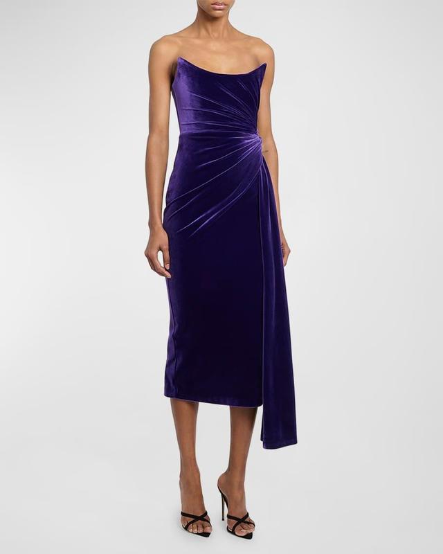 Strapless Twist Velvet Midi Dress Product Image