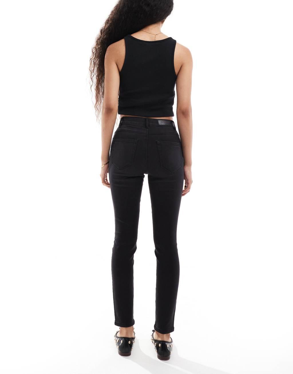 ONLY Petite Royal high waisted skinny jeans in washed black Product Image