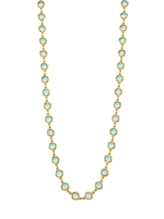 Womens 22K Gold-Plated & Faux Aquamarine Necklace Product Image