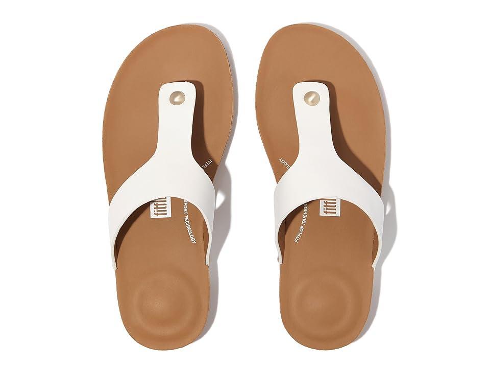 FitFlop Iqushion Leather Toe-Post Sandals (Urban White) Women's Sandals Product Image