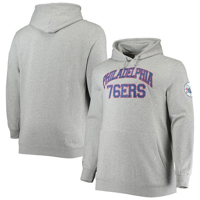 Mens Mitchell & Ness Heathered Gray Philadelphia 76ers Hardwood Classics Big & Tall Throwback Pullover Hoodie Product Image