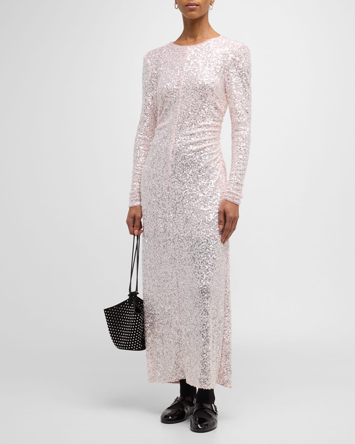 Ganni Long Sleeve Sequin Maxi Dress Product Image