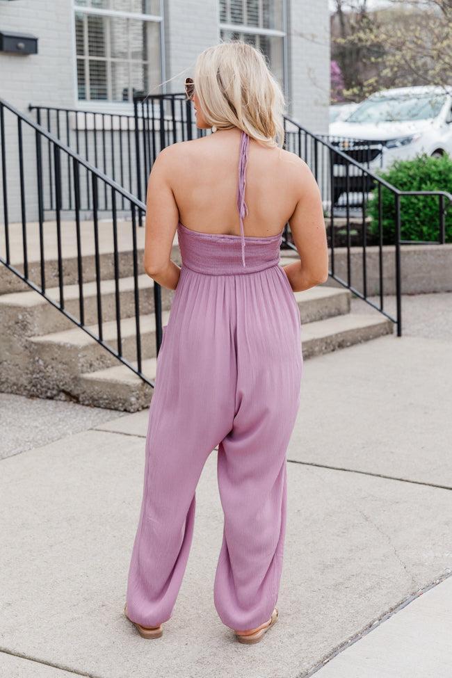 Draw Me In Mauve Halter Neck Jumpsuit Product Image