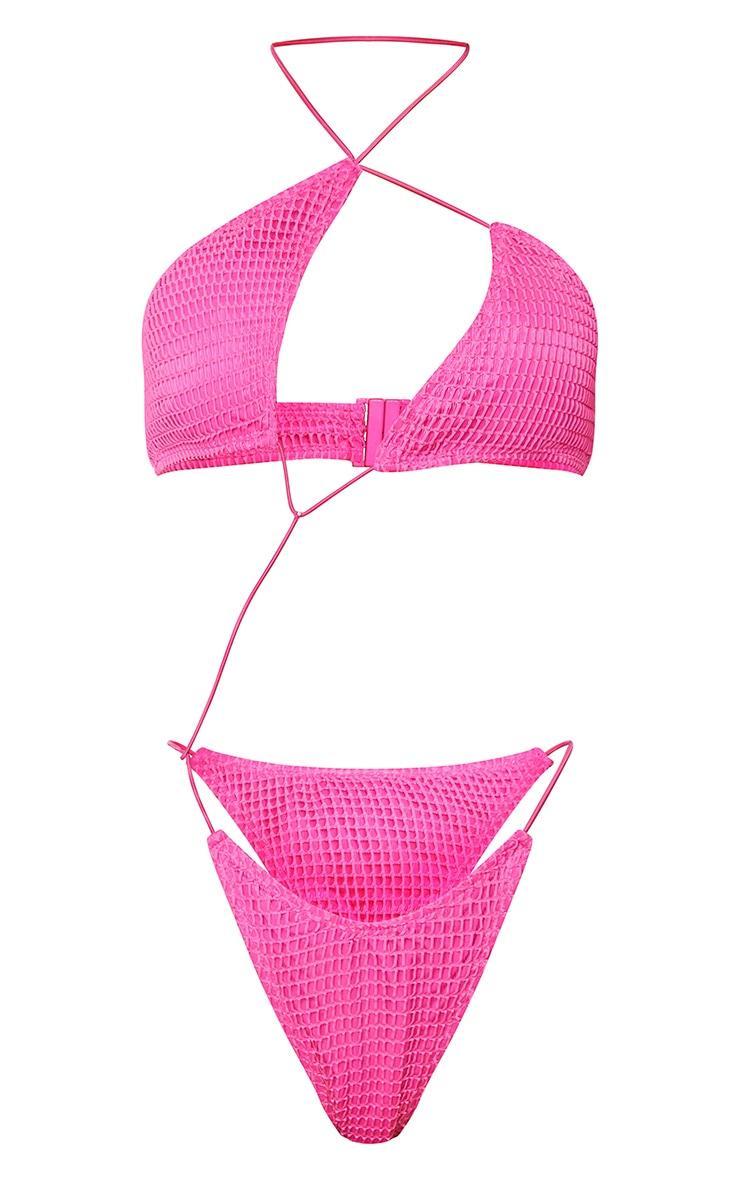 Pink Net Asymmetric Cut Out Swimsuit Product Image