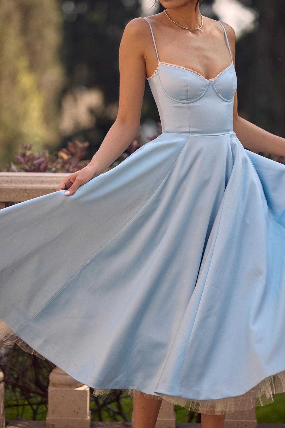 Mademoiselle Cinderella Blue Tulle Midi Dress Product Image