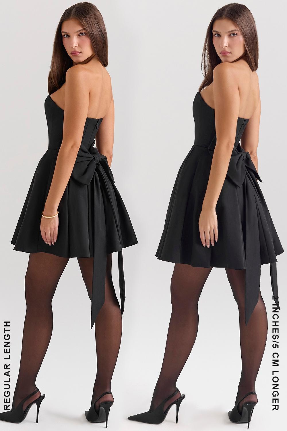 Emmanuela Black Strapless Detachable Bow Mini Dress Product Image