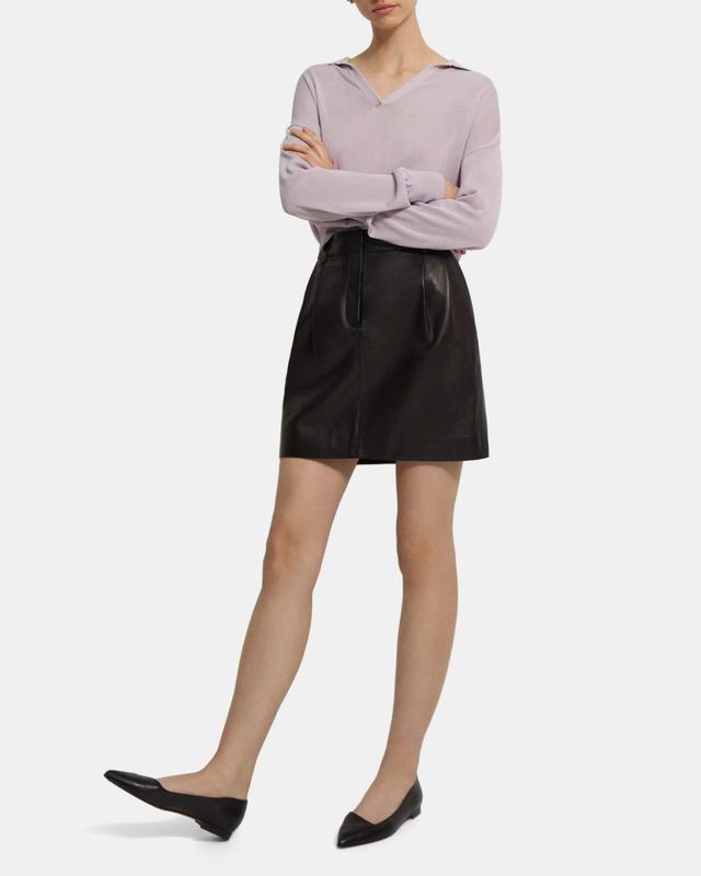 Pleat Mini Skirt in Leather Product Image