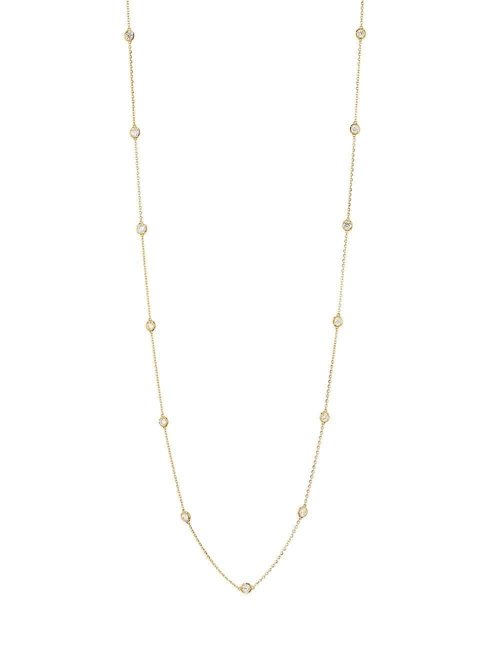 Womens 14K Yellow Gold & 2.10 TCW Diamond Station Necklace Product Image