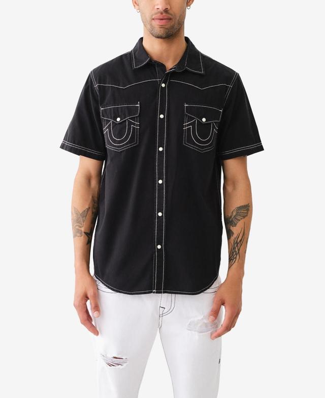 True Religion Mens Short Sleeve Dyed Big T Western Shirt Product Image