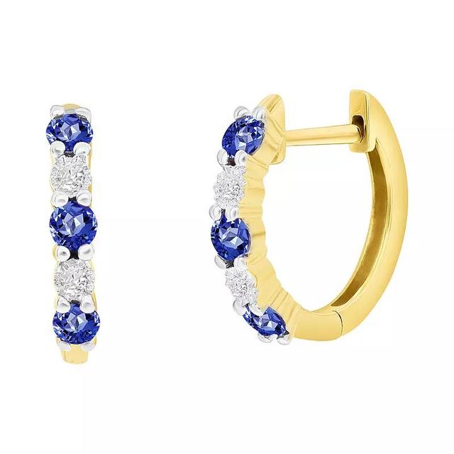 Divine Gold 14k Gold Gemstone & Diamond Accent Earrings, Womens, Blue Product Image