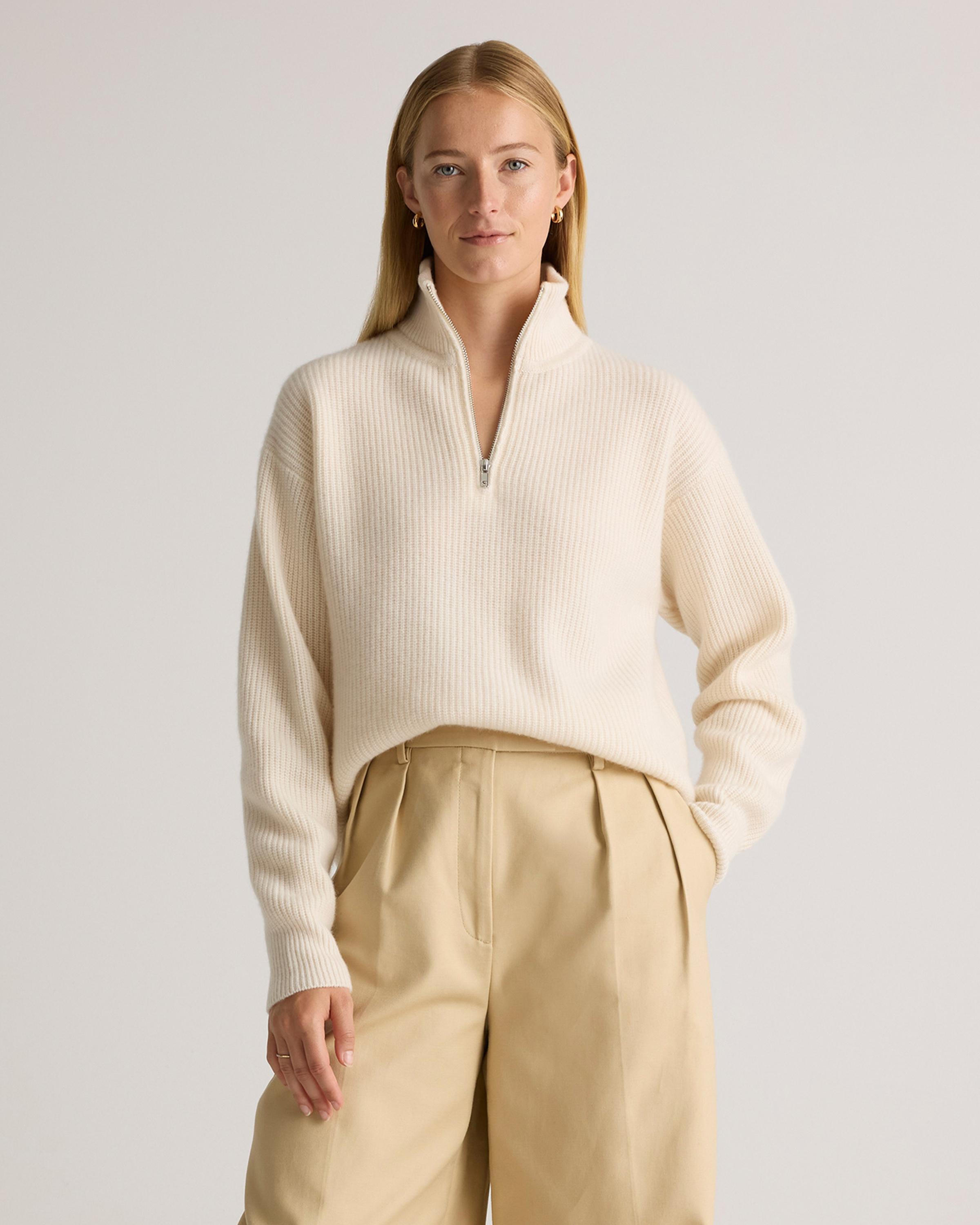 Mongolian Cashmere Fisherman Quarter Zip Sweater Product Image