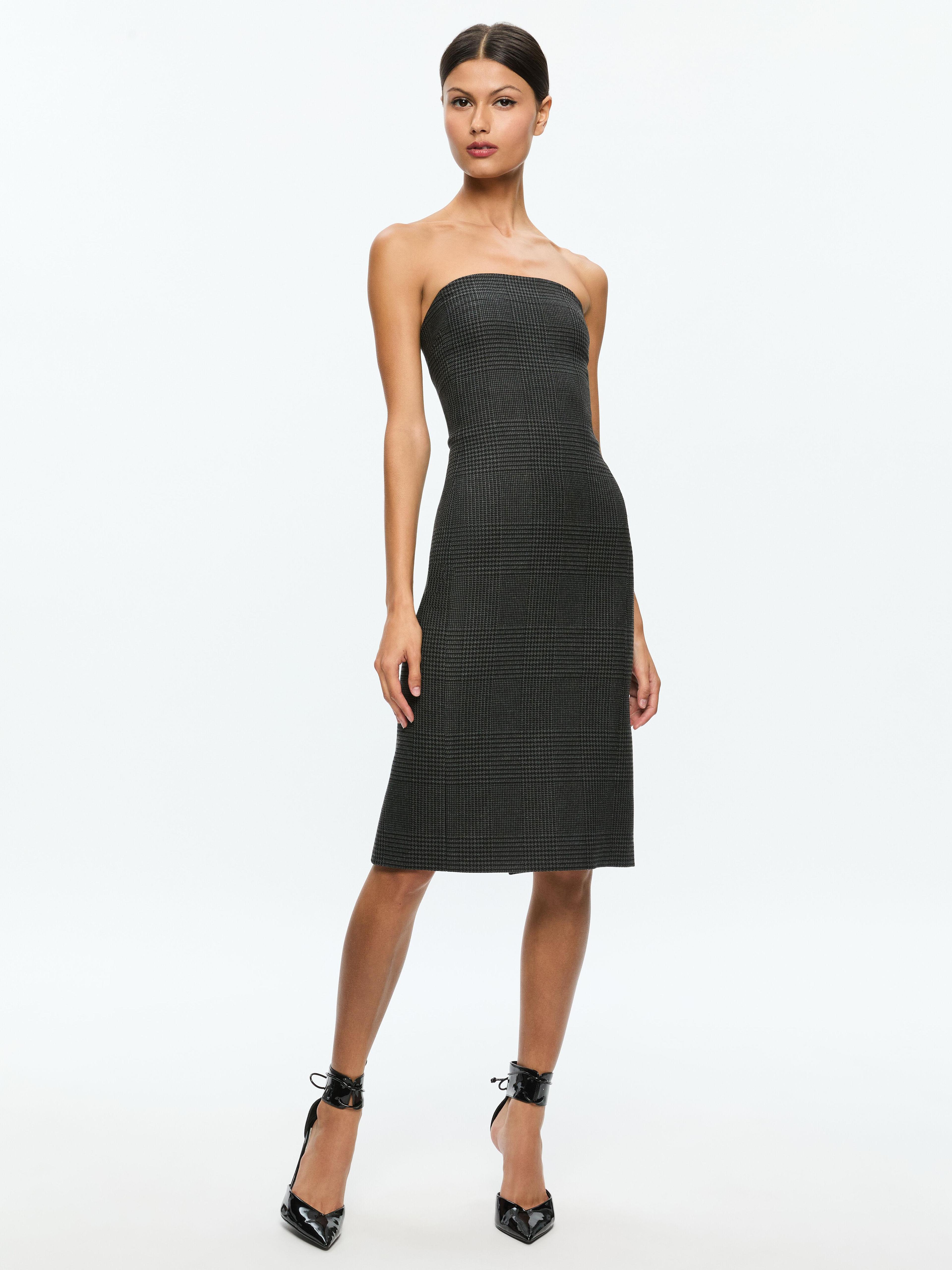 ALICE AND OLIVIA Kelly Strapless Midi Dress In Charcoal Grey Melange Product Image