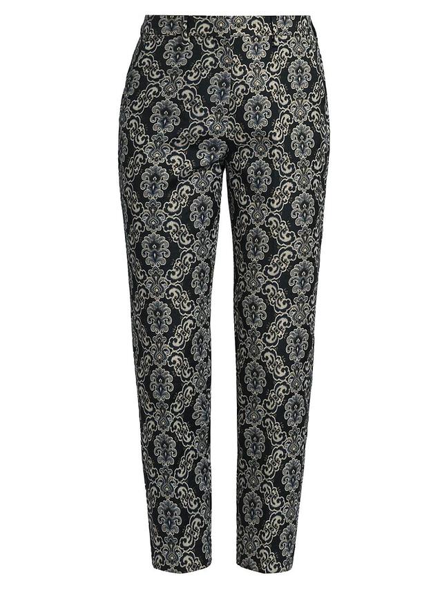 Womens Brocade Straight Cigarette Crop Pants Product Image