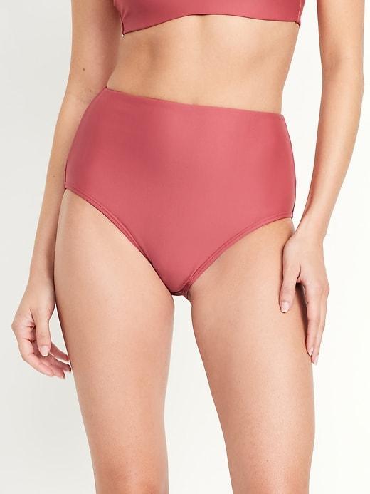 High-Waisted French-Cut Bikini Swim Bottoms Product Image