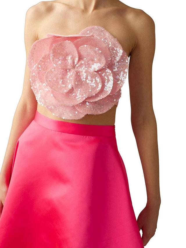 Womens Sequined Floral Bandeau Top Product Image