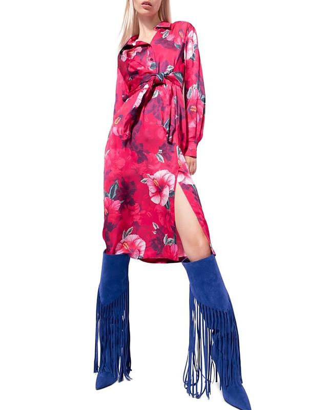 Pinko Floral Print Satin Shirt Dress Product Image