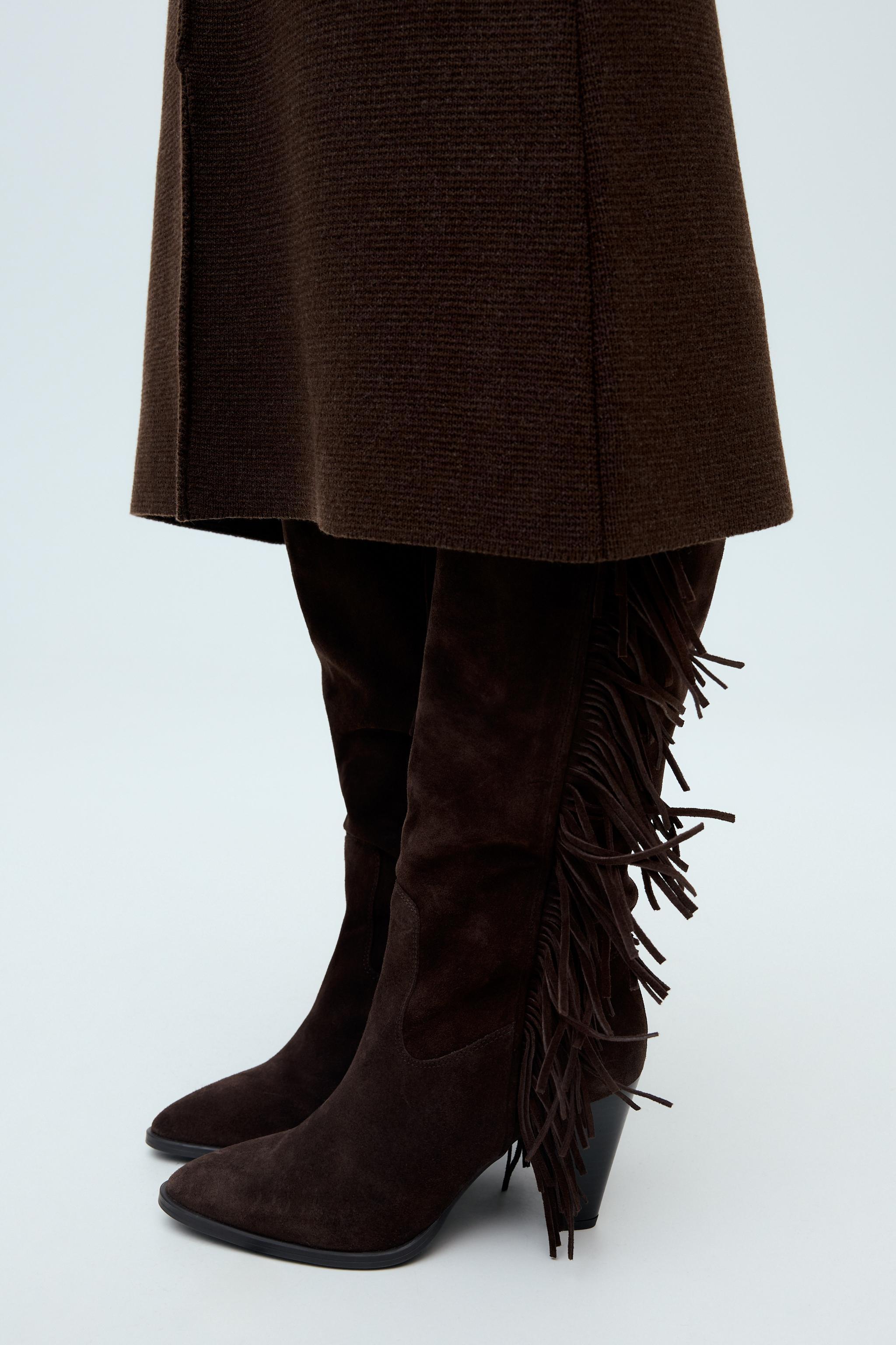 SUEDE FRINGED HIGH SHAFT BOOTS Product Image