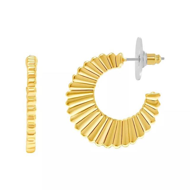 Emberly Textured Flat C Hoop Earrings, Womens, Yellow Product Image