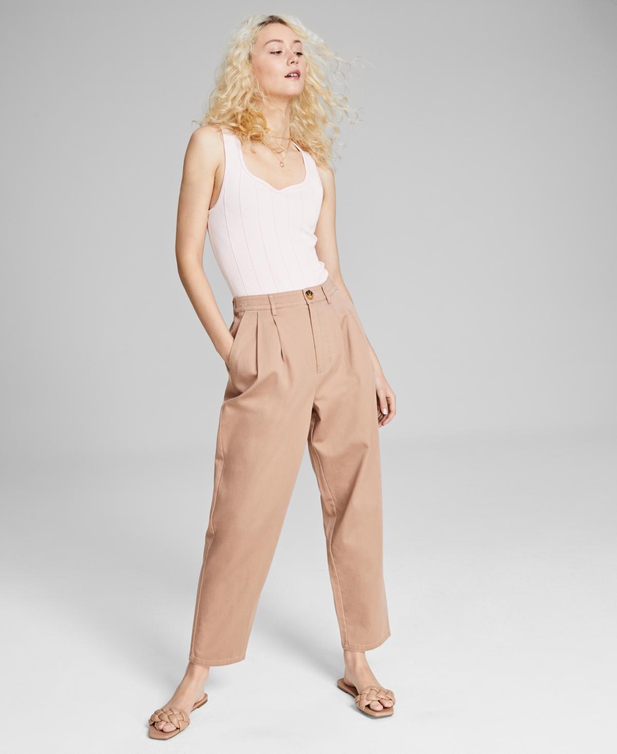 And Now This Womens Cotton High-Rise Barrel Leg Twill Pants, Created for Macys Product Image