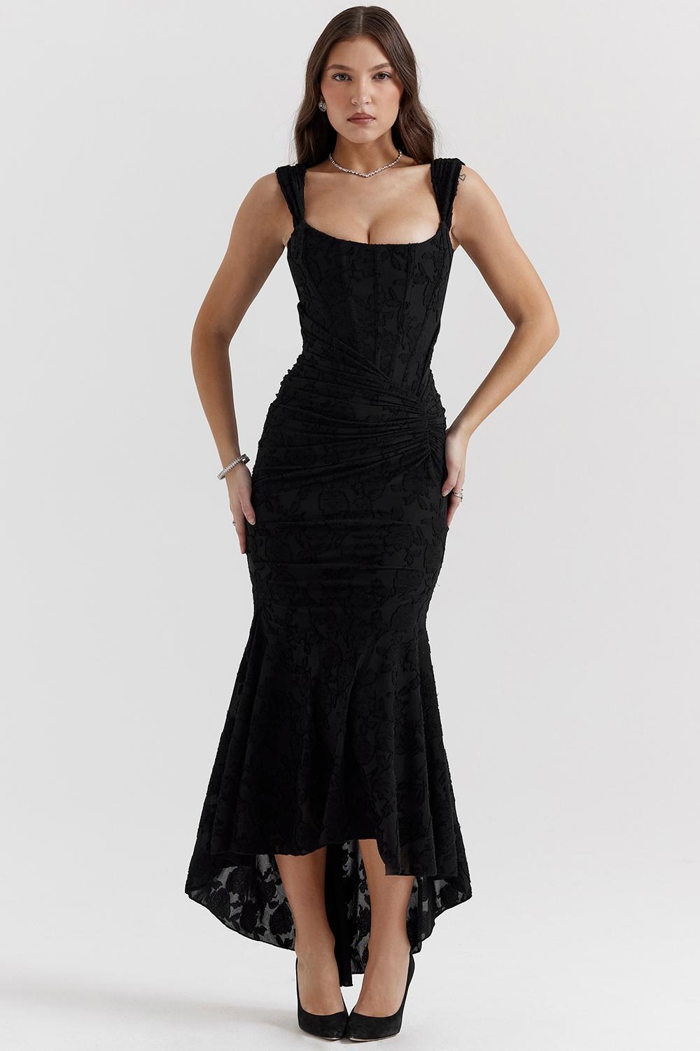 Cesca Black Floral Maxi Dress Product Image