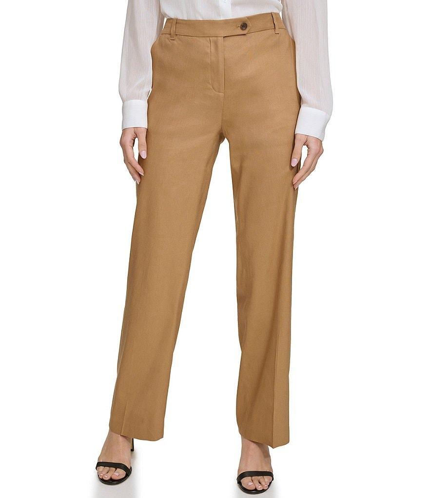 Calvin Klein Linen Blend Flat Front Straight Leg Pants product image