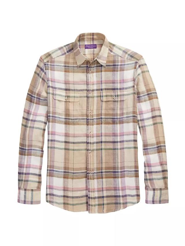 Plaid Linen Long-Sleeve Shirt Product Image