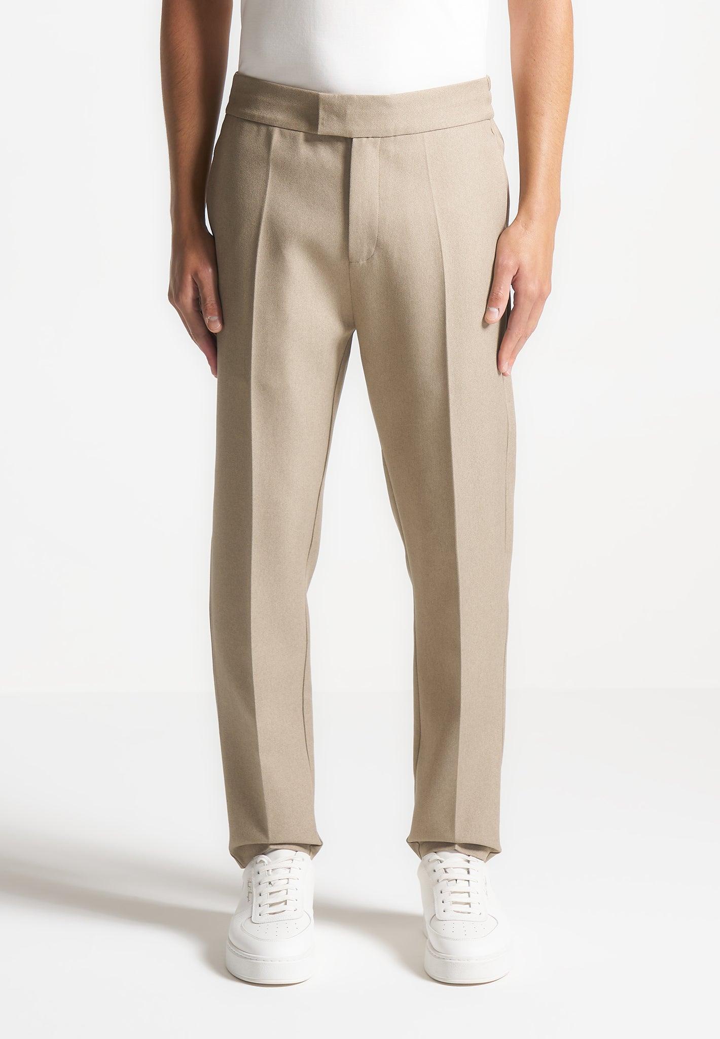 Slim Fit Tailored Trousers - Beige Male Product Image