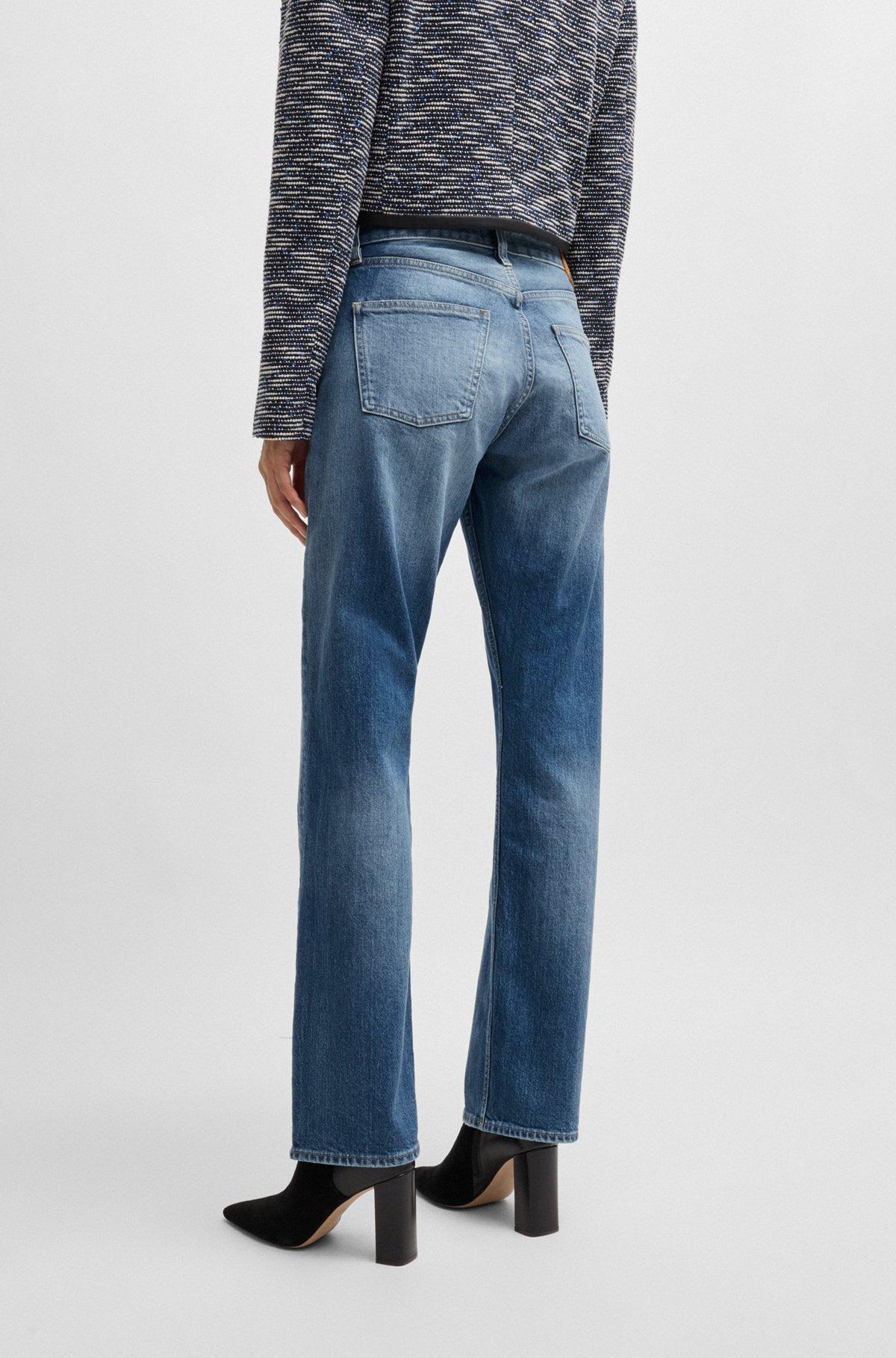 Straight-fit jeans in faded-blue comfort-stretch denim Product Image