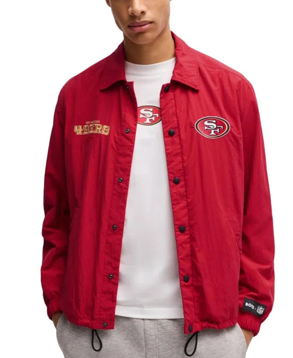 Boss X Nfl Embroidered Branding Water-repellent Jacket In Raiders Black Product Image