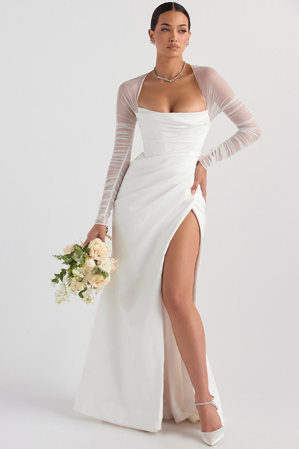 Elise White Satin Bridal Gown Product Image