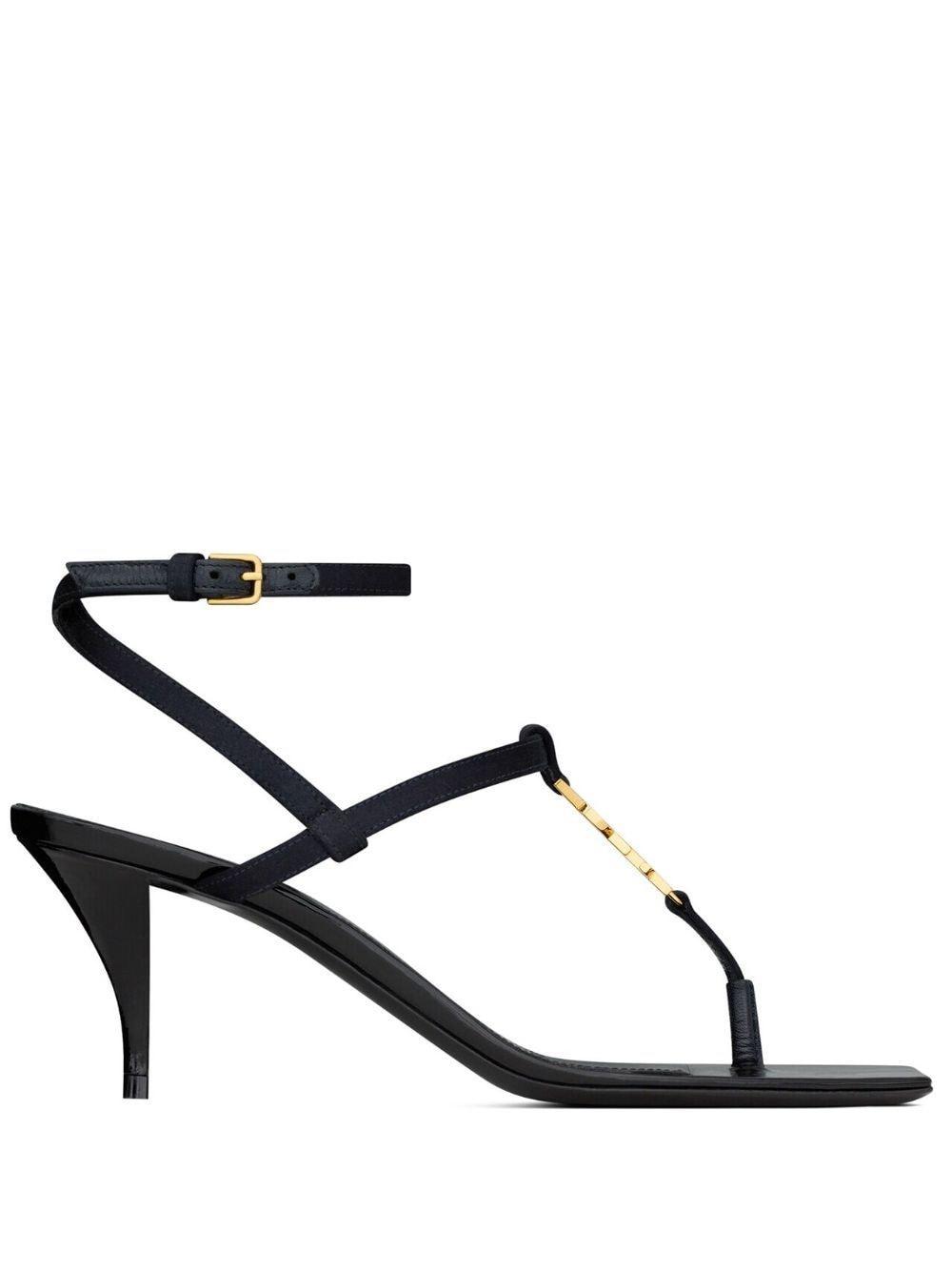 SAINT LAURENT 60mm Cassandra Leather Sandals In Nero Product Image