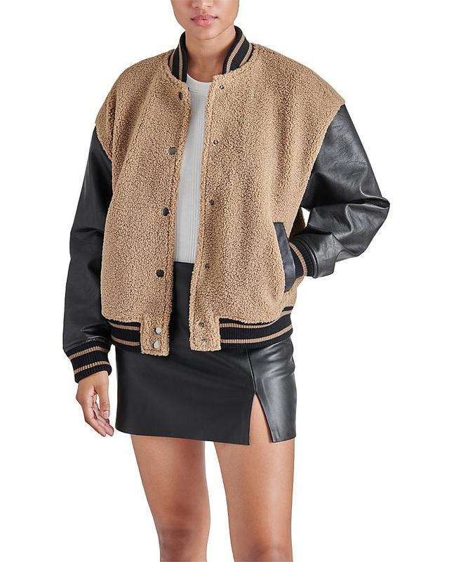 Steve Madden Florence Mixed Media Bomber Jacket Product Image