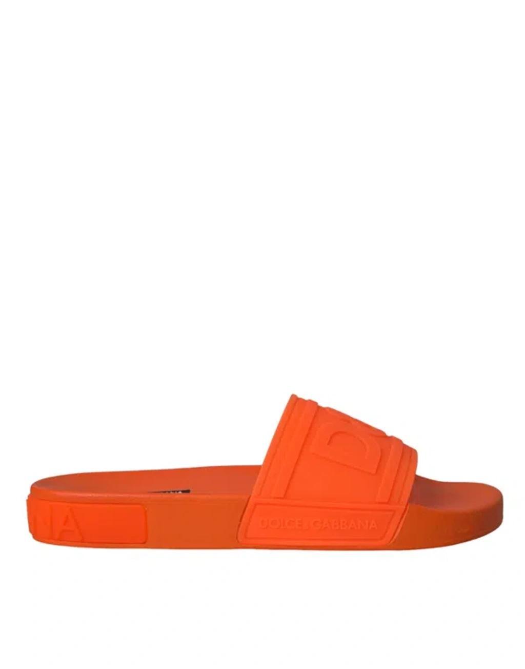 Orange Rubber Slides Sandals Beachwear Men's Shoes Product Image