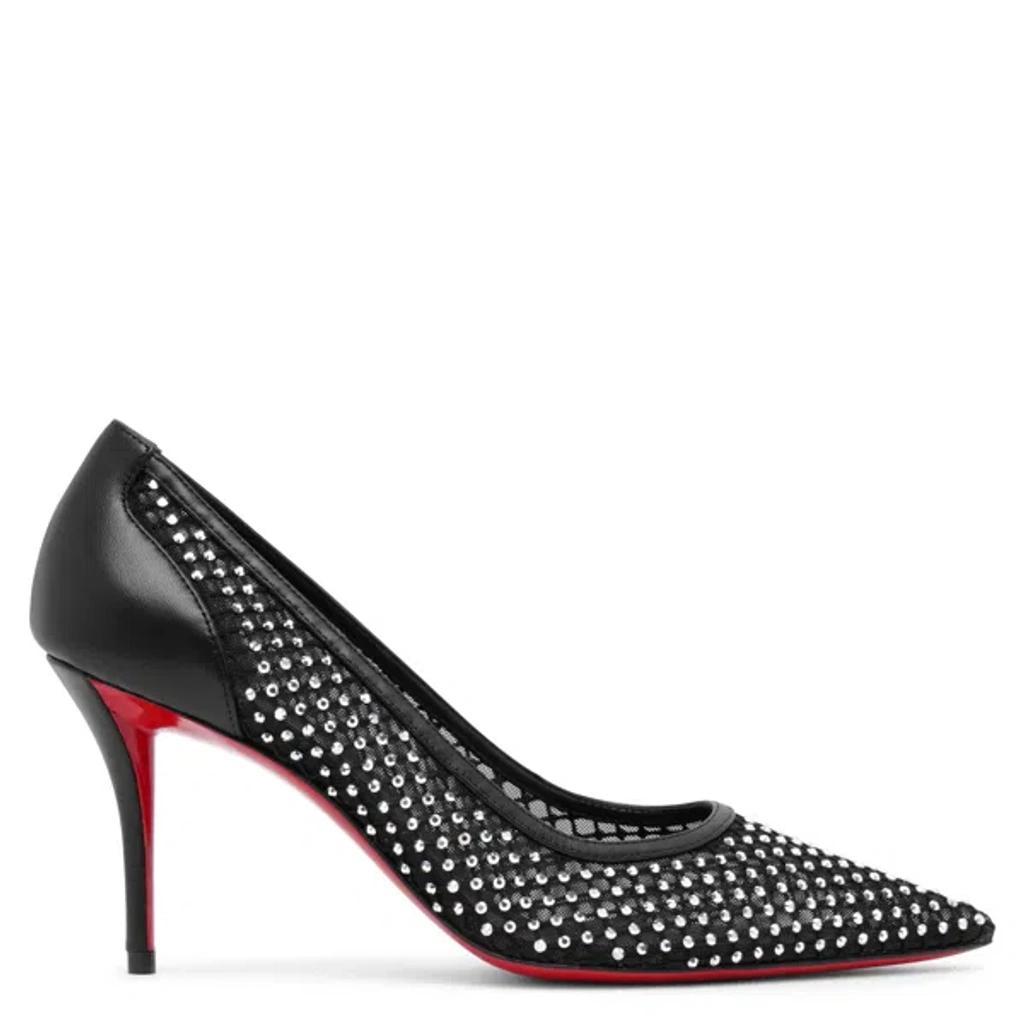 CHRISTIAN LOUBOUTIN Apostropha Mesh Strass Pumps 80 In Schwarz Product Image