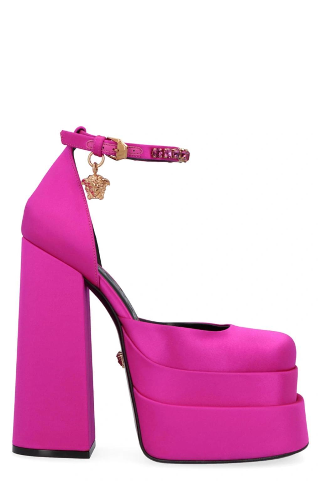 Medusa Aevitas Embellished Satin Platform Pumps In Pink Product Image